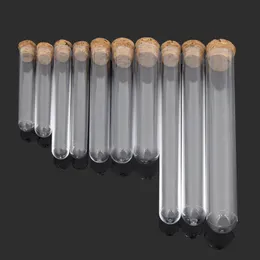 Plastic Test Tube bottle With Cork flat bottom Transparent Lab Empty Scented tea Drink Candy Storage Tubes