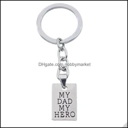 Key Rings Jewelry Creative Carved My Dad Hero English Letters Pendant Keychain Dog Tag Father Car Aessories Gift Drop Delivery 2021 7Oqnj