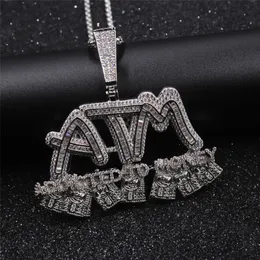 Hängsmycke Halsband Necklace Charm Smycken Iced Out Mens ATM Brev Förtärkt pengar Pendndanter