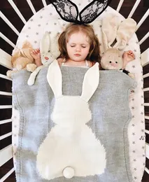 Kanin öron filt tredimensionell kanin Barnens stickade matta strandmatta Baby Holding Rug RRB12410