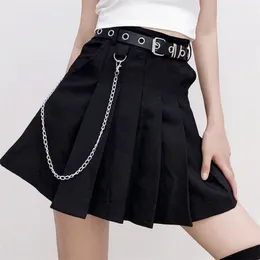 YBYR Summer Skirt Woman y2k Pleated Belt Korean High Waist A-line Sexy Cute Mini Dance Plaid s Harajuku Uniforms 210629