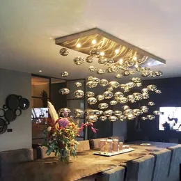 Klasik Krom Kabarcık Aydınlatma Lambası Murano Cam Topu Kolye Işık Fikstürü LED Cilası Kapalı Ev Otel Masa Üstü Avizeler