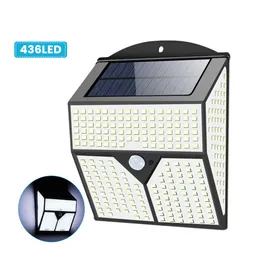 436led Solar Wall Lampa Zewnętrzna Wodoodporna Czujnik Motion Lighting Park Courtyard Fence Street Garden Decoration Lampy Led Street