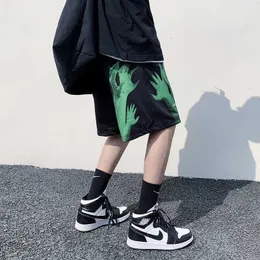 Hybskr masculina casual shorts de tamanho curto moda impressa hip hop coreano streetwear masculino 210714