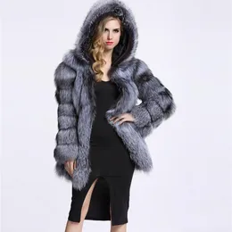 Streetwear Faux Fur Coat Kurtka Zimowa Moda Kobiety Grube Ciepłe Płaszcze z Kapturem Plus Size Outerwear 211213