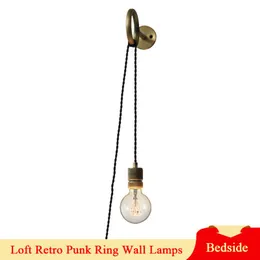 Lampy ścienne Punk Pierścień American Country Loft Retro Industrial Wind salon Bedside Wewnętrzne Dekoracyjne światła dekoracyjne