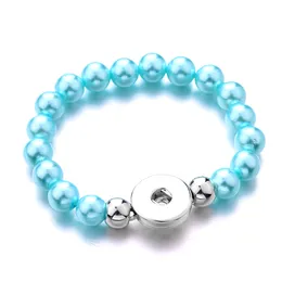 Colorful Style Acrylic Beads Elastic Strand Bracelet 18mm Snap Button charms Bracelet Jewelry for women men