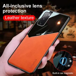 Kamera obiektywu Protector Phone Case dla iPhone 12 11 Pro Max XS XR 7 8Plus SE2 Skóra magnetyczna dla Galaxy S20 Fe