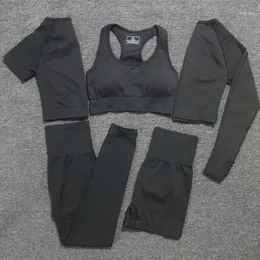 5pc / set Kvinnor Vital Seamless Yoga Set Fitness Kortärmad Lång Beskära Topp Skjortor Running Leggings Shorts Workout Kläder Gym Set1