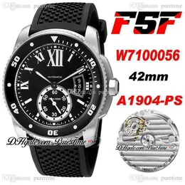 F5FドライブW7100056 1904-PS MC自動メンズウォッチスチールケースブラックダイヤルローマのマーカーラバーストラップ2021 42mmスーパーエディション腕時計PURETIME A1