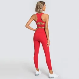 Yoga Outfit GXQIL XS Back Buckle Set Workout Sportswear Women Fitness Clothes Plus Size Gym Training Sports Suit Female XL