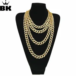 Hiphop Gold Silver Color 15mm Choker Cuban Chain Mens 18inch 20inch 24inch 30inch Miami Cuban Link Chain Blingbling Smycken X0509