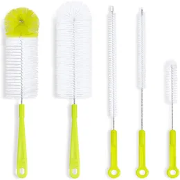 5Pcs Set di pennelli per la pulizia a manico lungo per biberon a bocca stretta Detergente per tubi Bong Lavaggio Sport Bottiglia d'acqua Strumenti per la pulizia del tubo di vetro