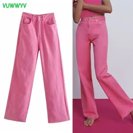 VUWWYV Za Rose Y2K Baggy Jeans Woman High Waist Summer Fashion Streetwear Wide Leg Women Casual Cowboy Pant Front Zip 210809