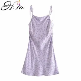 HSA Mulheres Verão Vestido Strap Laço Laço Sexy Slim Roxo Vestidos Ruffle Vestido Moda Backless Chiffon Vestidos Female Vestido 210716