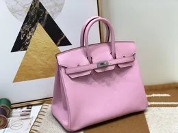 Birkinbag hherm kask En yüksek seviyeli çanta epsom toptan yarım el yapımı deri pembe tasarımcılar çanta25cm balmumu iplik hem altın hem de gümüş donanım hızlı detay