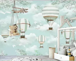 Tapety Welllyu Custom Wallpaper Mural Cartoon Air Balloon Dzieci Pokój Tło ściany 3D Papier Peint