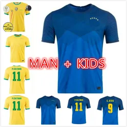 Man Kids Kit 2021 2022 Coutinho Firmino Jesus Brasils Soccer Jerseys 21 22 Paqueta Neres Marcelo G.Jesus P.Coutinho Casemiro Football Shirt Uniform Camisa Feminina