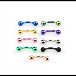 Surgical Steel Eyebrow Ring Stainless Ball Rings Piercing Jewelry Body Jewelry 9 Colors 1Abt1 W0J56