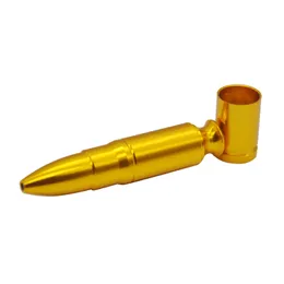 1 pcs Gold Metal Smoking Holder Tobacco Pipe Golden Bullet Shape Cigarette Cigar Hand Spoon Pipes Tools 80mm Alloy WH0404