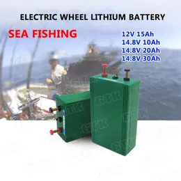 GTK PORTABLE 12V 15AH 14.8V 10AH 20AH 30AH 18650 LITIUM-JON Batteri med BMS för elektriskt hjul/havsfiske/fiskekabel+2A-laddare