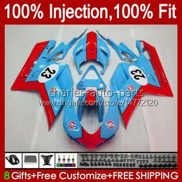 Injection Fairings For DUCATI 848 1098 1198 S R 848R 1198R Bodywork 18No.27 848S 1098S 2007 2008 2009 2010 2011 2012 1098R 1198S 07 08 09 10 11 12 Cyan red OEM Body Kit