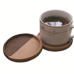 4 Style Splicing Beech Black Walnut Wood Coaster Retro Insulation Cup Mat Household Square Round Coaster Wholesale