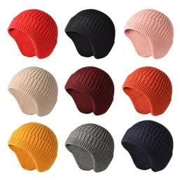 Beanies Fashion Warm Knit Hat With Ear Flap Winter For Men Women Skull Caps Outdoor Working Sport Cycling
