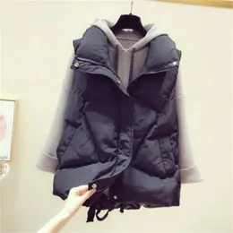 Autumn And Winter Women's Sleeveless Jacket Short Loose Down Cotton Bread Women Vest Thick Warm Waistcoat 210819