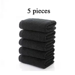 5 pieces 100% Cotton Black Face Towel No Fading Bath s Large Men's Beach for el Corporate Gift Drop Ship Available 211221