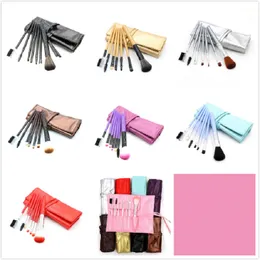 7色の化粧ブラシ7個セットバッグパウダーキットフェイスアイブラシパフバッチカラフルなブラシ財団美容化粧品