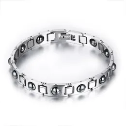 Mens Energy Silver Stainless Steel Silver Hematite Magnetic Therapy Power Bracelet Health Wristband Magnetic Bracelet Best Mens