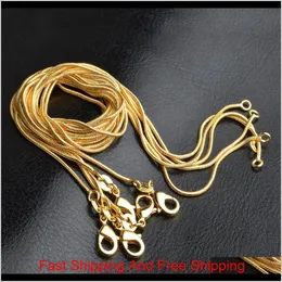 Promotion Sale 18K Gold Chain Necklace 1Mm 16In 18In 20In 22In 24In 26In 28In 30In Mixed Smooth Snake Unisex Necklaces Vymr9