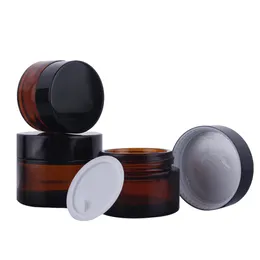 Brown Amber Glass Cream Bottle Jar Black Lid 5G 10G 15G 30G 50G 100G Cosmetic Jars Packing Bottles DH4774