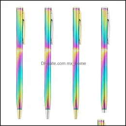 Ballpoint Pens Writing Supplies Office & School Business Industrial 100Pcs/Lot Colorf Gradient Metal Pen Advertising Gift Commercial Black B