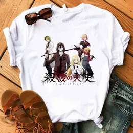Angel of Death T-shirt Kvinnor Anime Print Vit Kortärmad Isaac Zack Foster Fashion Kawaii Kvinna Raychel Tee Shirt G220310