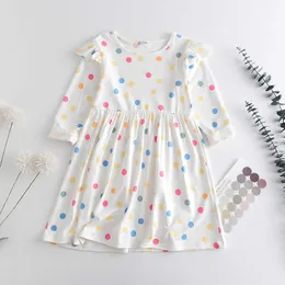 Abiti per bambini Vestito da festa di nozze bianco blu per adolescenti Vestito da ragazza Manica lunga Abbigliamento per bambini Primavera Autunno 3-7T Q0716