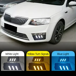 2PCS Auto lighting For Skoda Octavia RS A7 2016 2017 LED DRL Daytime Running Lights With turn signal Lamp