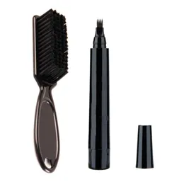 Waterproof 4 Fork Tips Beard Shaping Pen Filler with Styling Brush for Men A0ND