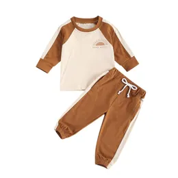 Kläder sätter toddler pojke tjej kläder barn baby långärmad tröja top byxa bomull söta outfit barn 0-3t