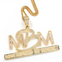 Hip hop crong inställning aaa cz sten bling iced out motiverad av pengar mbm bokstäver pendlar halsband för män rapper smycken x0707