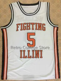 5 Deron Williams 13 Kendall Gill Illinois Fighting Illini Basketball Jersey Orange White Men's Embroidery Jersey