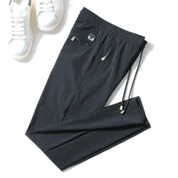 Summer Men's fashion casual thin pants male elastic waist long trousers,Stretch silky comfortable fabrics 210715