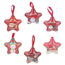 Gift Wrap 6Pcs Five-pointed Star Cookies Candy Box Empty Tinplate For Christmas