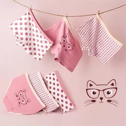 Majtki Dziewczyny Dzieci Dzieci Bawełniane Bokser Kid Bielizna Bielizna Cute Cat Magazyn Spodenki Dla Wysokości 80-160 cm 6 Sztuk / Pack 211122 \ t