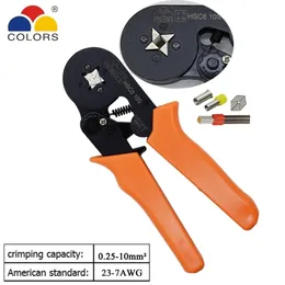 색상 hsc8 10s crimping pliers 0.25-10mm2 23-7awg 튜브 유형 바늘 형 터미널 크림프 미니 압력 와이어 도구 Y200321