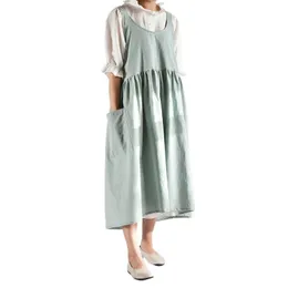 Bord kjol matlagning kök förkläde för kvinna kvinnlig haklapp bomullslinne klänning café bbq förkläden ärmlösa tillbehör