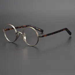 Modne oprawki do okularów przeciwsłonecznych 2021 japońskie ręcznie robione czyste tytanowe małe okrągłe i octanowe nogi oprawki do okularów krótkowzroczność okulary do czytania mężczyźni Retro Ey