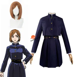 Anime jujutsu kaisen cosplay kostym kugisaki nobara wig midja väska klänning halloween jul fest uniform full uppsättning tjejer kvinnor y0903