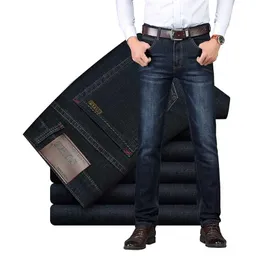 Sucae Marka Wiosna Jean Jean Slim Regular Fit Stretch Dżinsy Pantalones Biznes Smart Casual Solid Men Jeans 211011